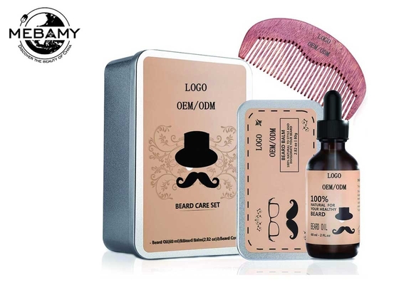Natural Men Beard Care Kit Includes Beard Oil 60ml / Beard Balm 2.82oz / Wooden Comb